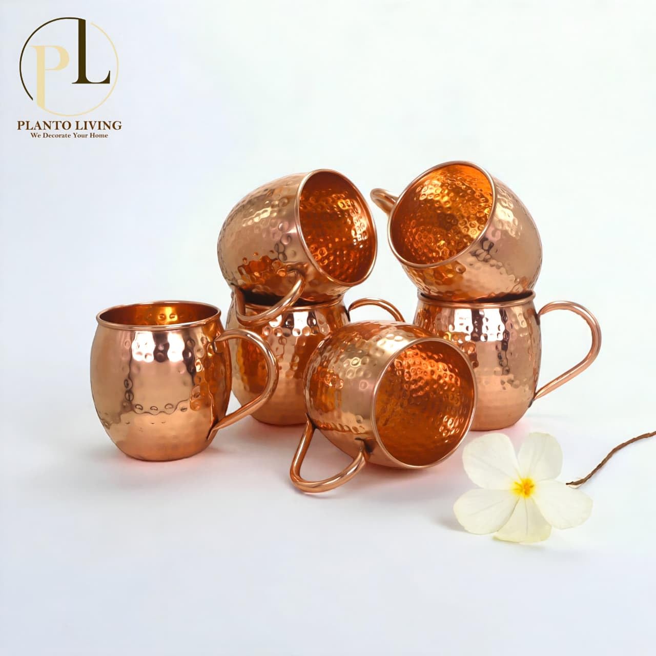 Buy Planto Living Pure Copper Mug & Glass Set | Handcrafted Tamba